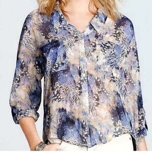 Free People Easy Rider Sheer Chiffon Button Down No Size Tag